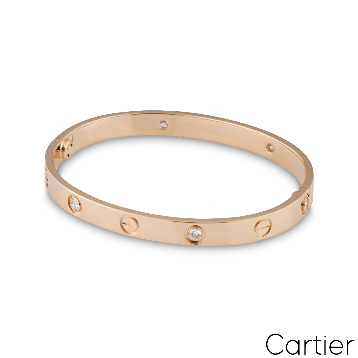 Cartier Rose Gold Half Diamond Love Bracelet Size 18 B6036018
